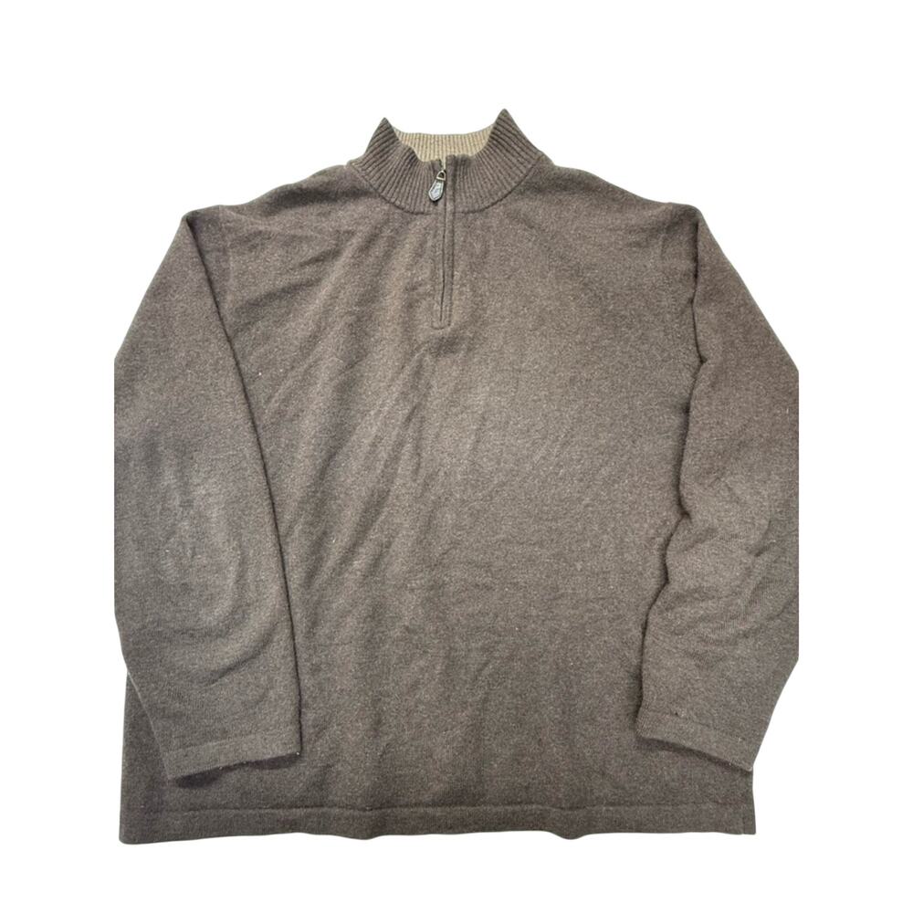 Daniel Bishop Cashmere Men's XL Brown Quarter-Zip Mock Neck Sweater